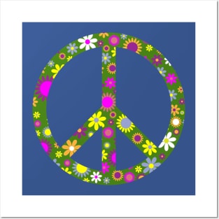 Retro Peace Sign Flower Power Gift Posters and Art